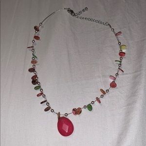 Lia Sofia Red Stone and Shell Necklace
